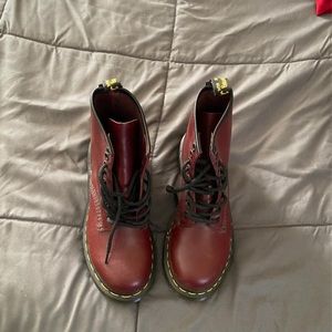 Maroon dr martens